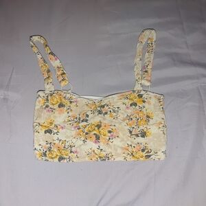 Selena Gomez Yellow Floral Crop Top